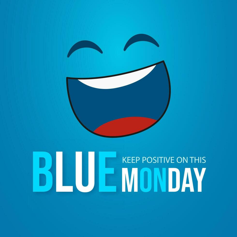 azul lunes mantiene positivo con un sonrisa emoticon ilustración en aislado antecedentes vector