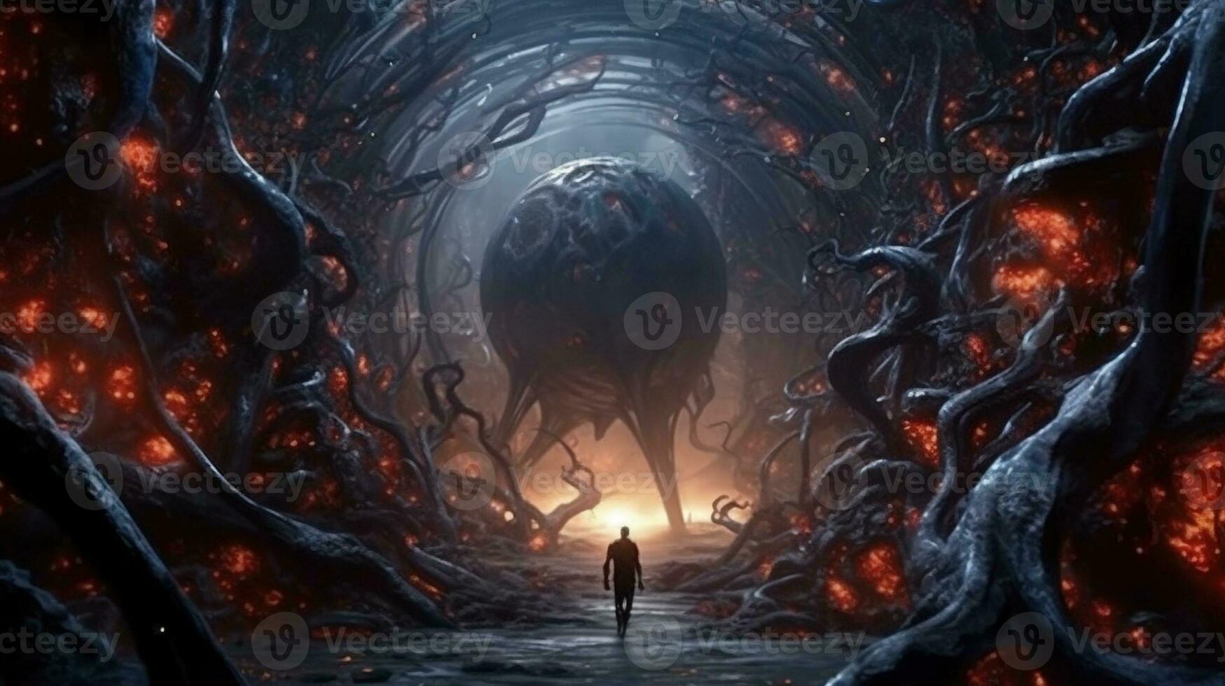 necromancy vortex, digital art illustration, Generative AI photo