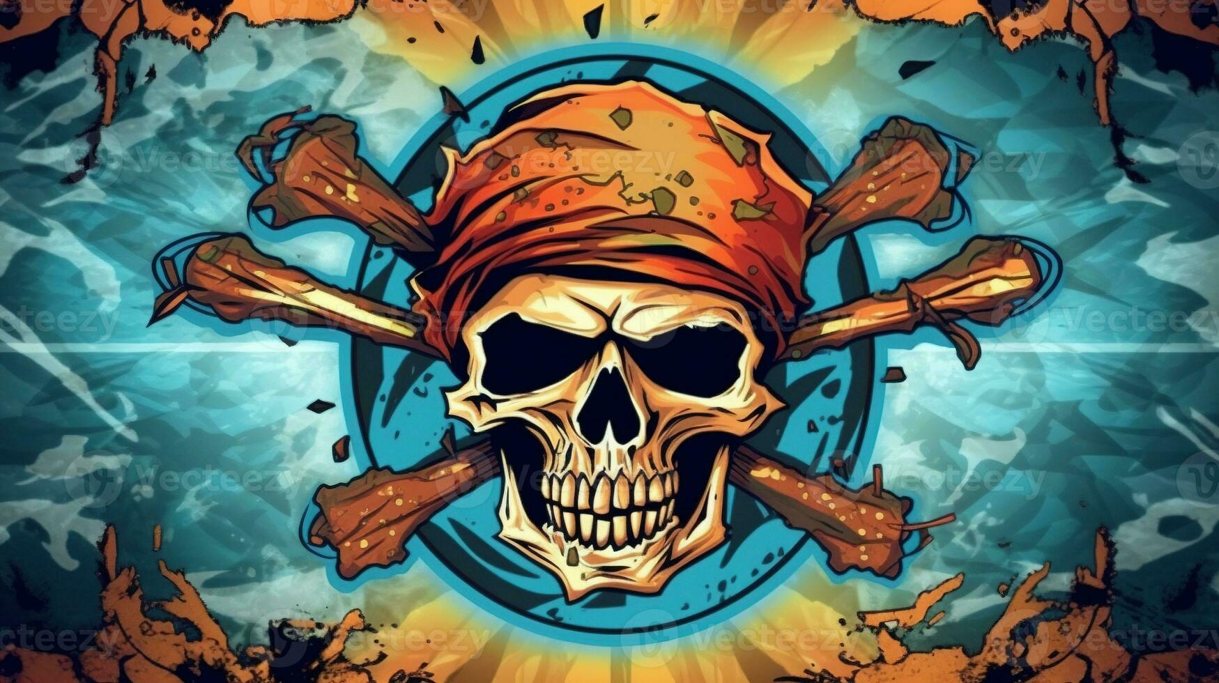 pirate skull, digital art illustration, Generative AI photo