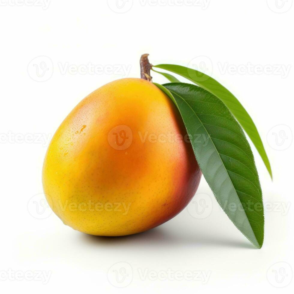 Mango with leaves. Mango isolated on white background.. AI generative photo