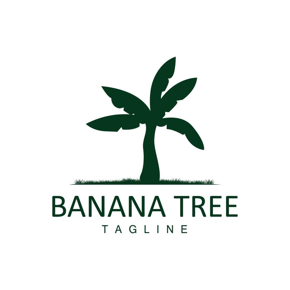 Banana Tree Logo, Tropical Fruit Plant Flat Silhouette Template Illustration Design vector