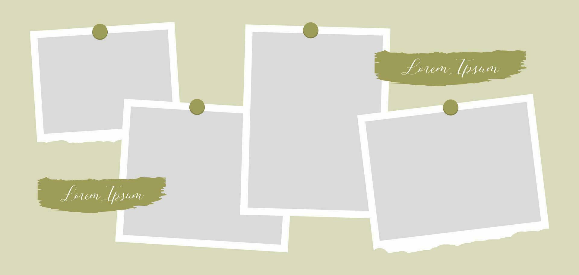 Pictures or photos frame collage. comics page grid layout abstract photo frames and digital photo wall template vector