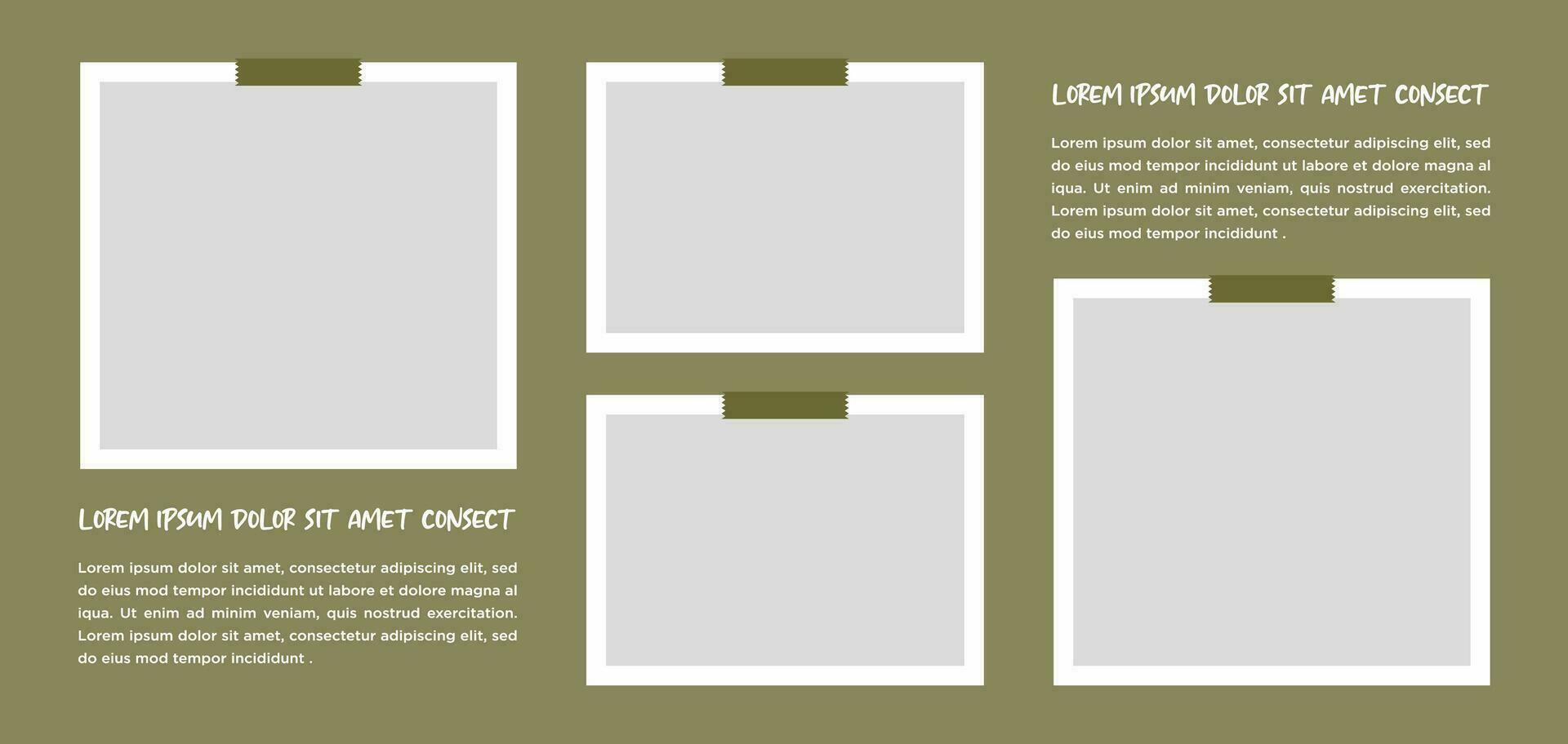 Pictures or photos frame collage. comics page grid layout abstract photo frames and digital photo wall template vector