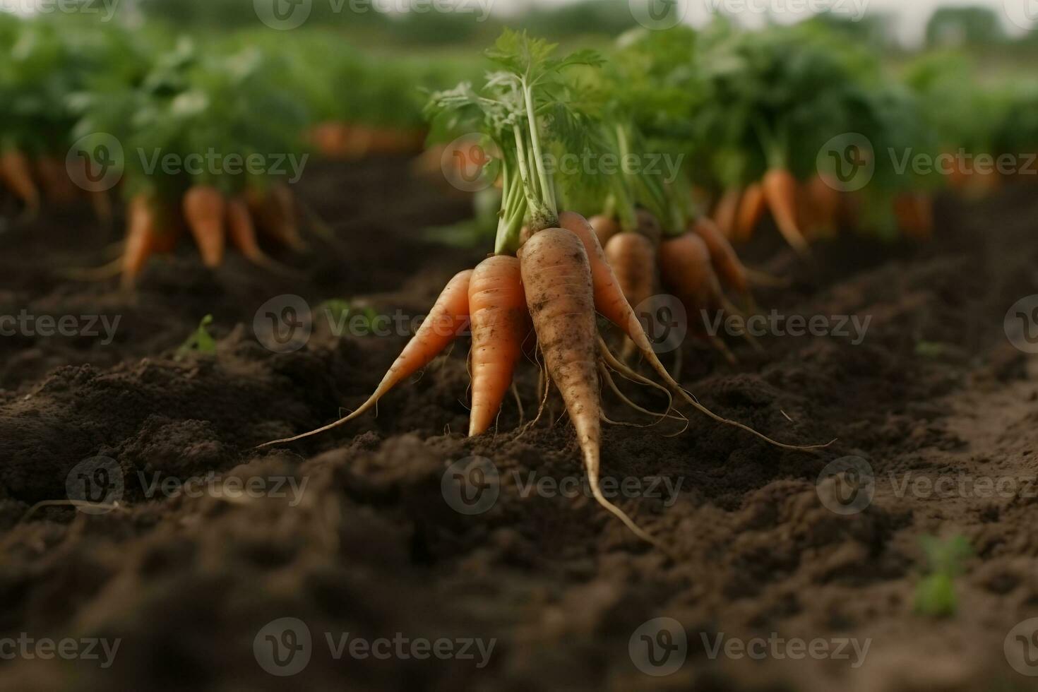 Ripe carrots harvested at a vegetable farm. carrot harvest and cultivation concept. Neural network AI generated photo