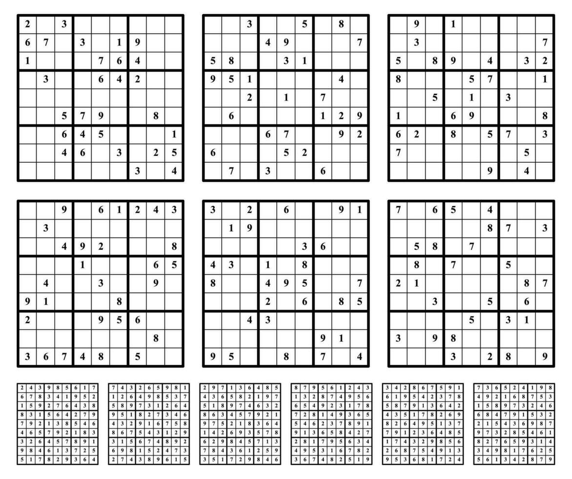 Sudoku game set  with answers. vector