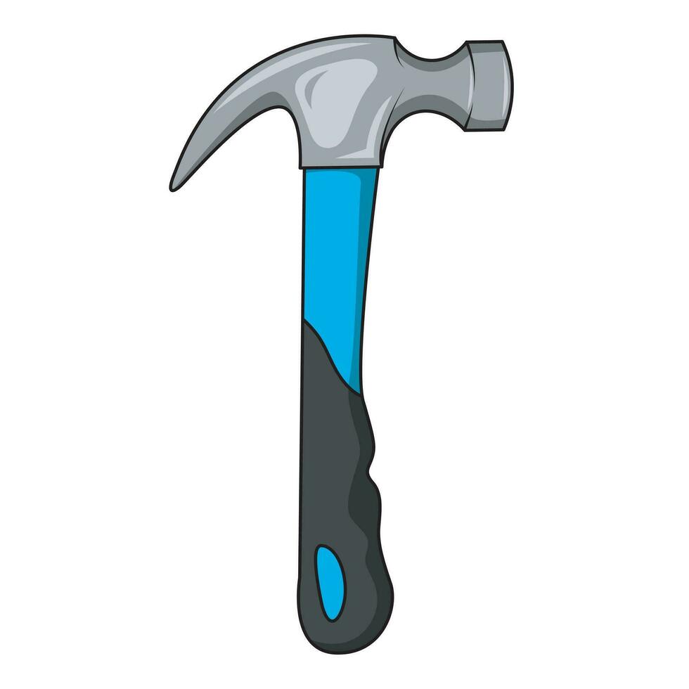 Carpenter blue hammer in flat style. Typical simplistic hammer tool. vector
