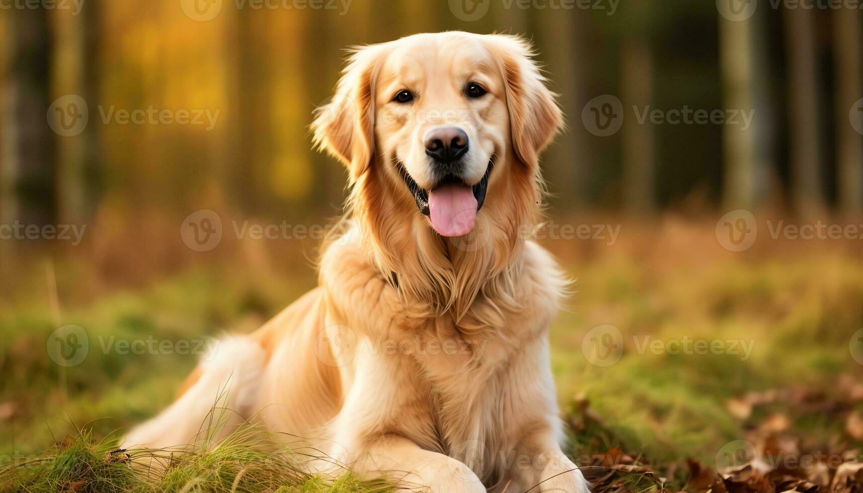 golden retriever dog sitting in the grass at sunset AI Generated photo