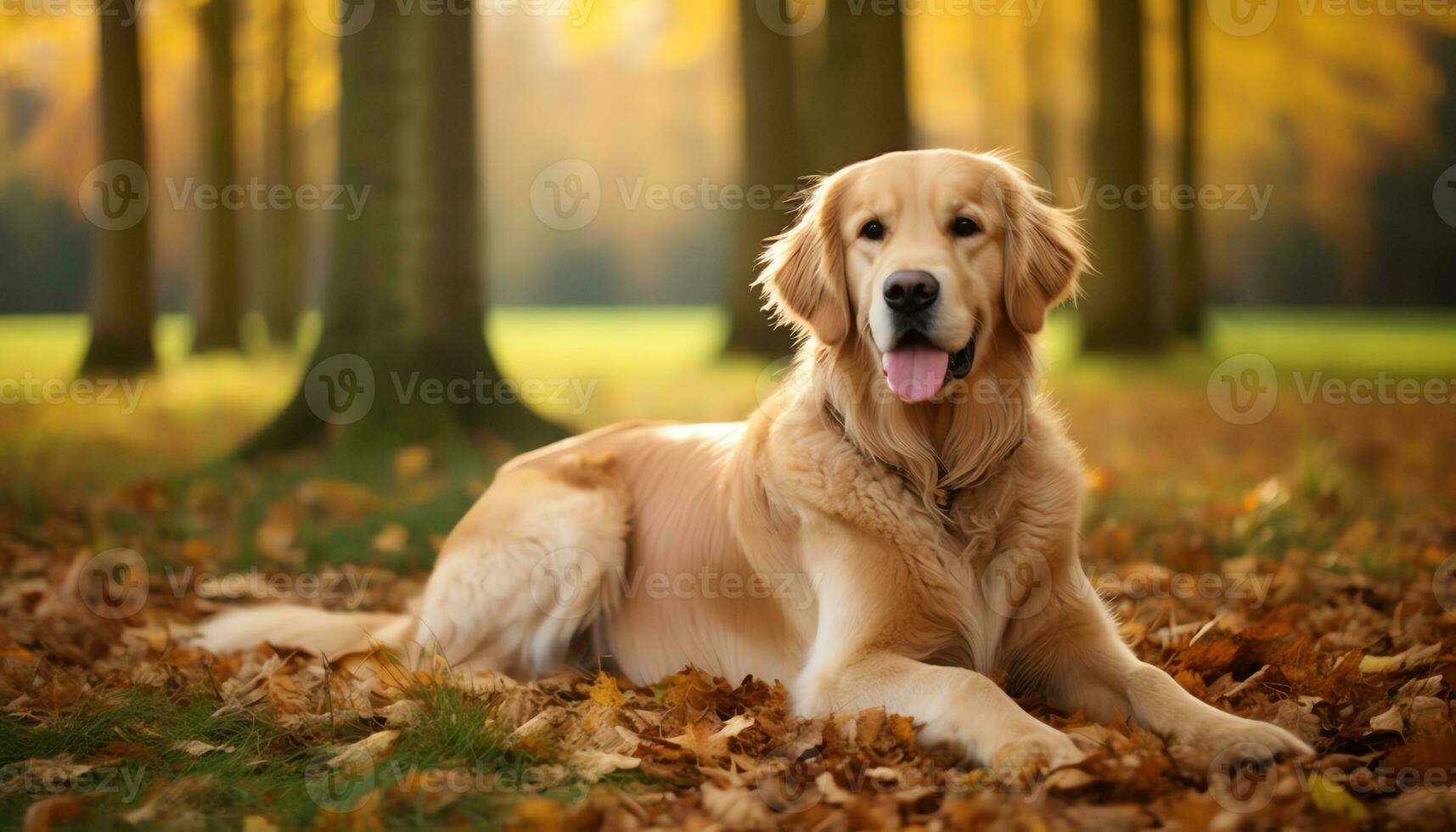 golden retriever dog sitting in the grass at sunset AI Generated photo