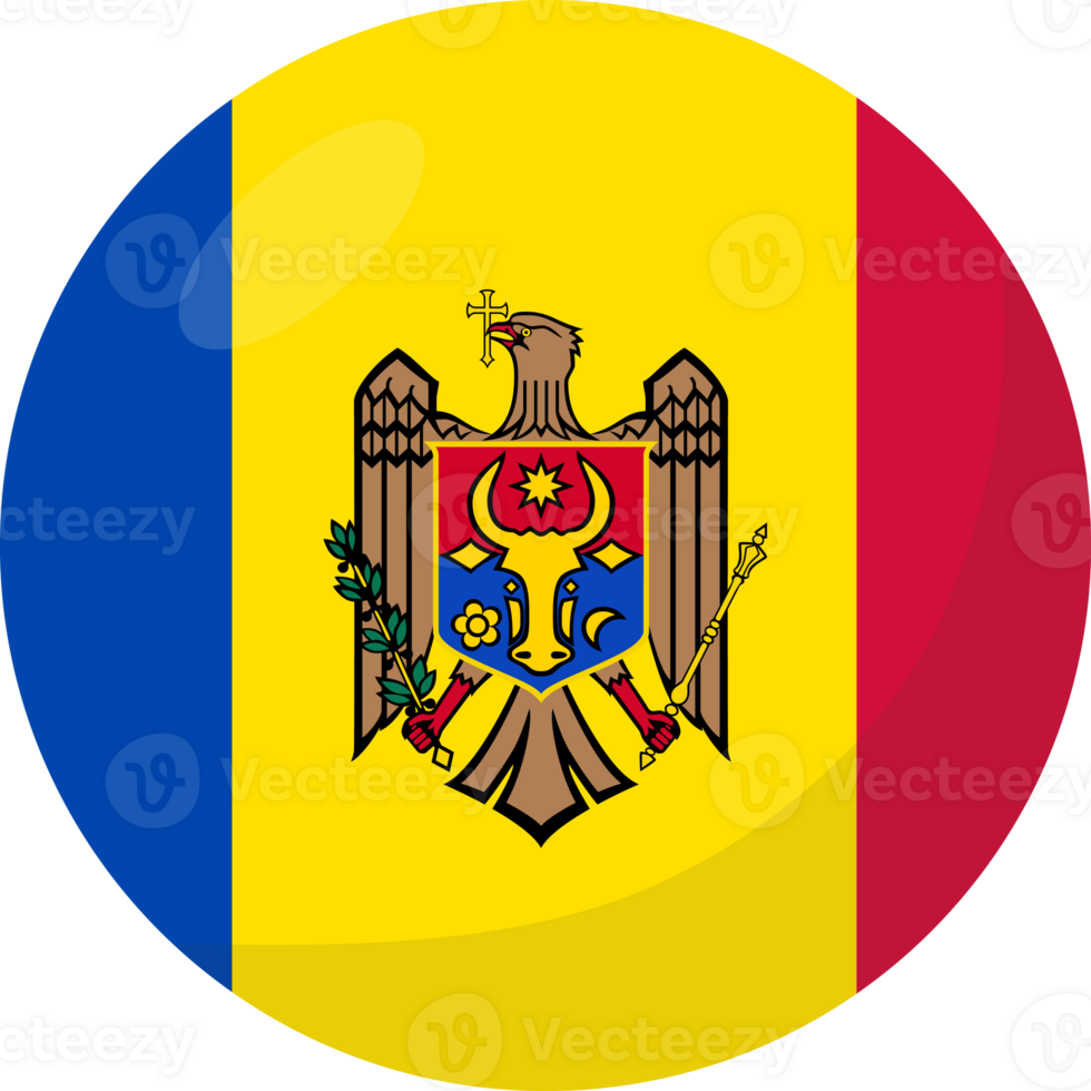 Moldova flag circle 3D cartoon style. png