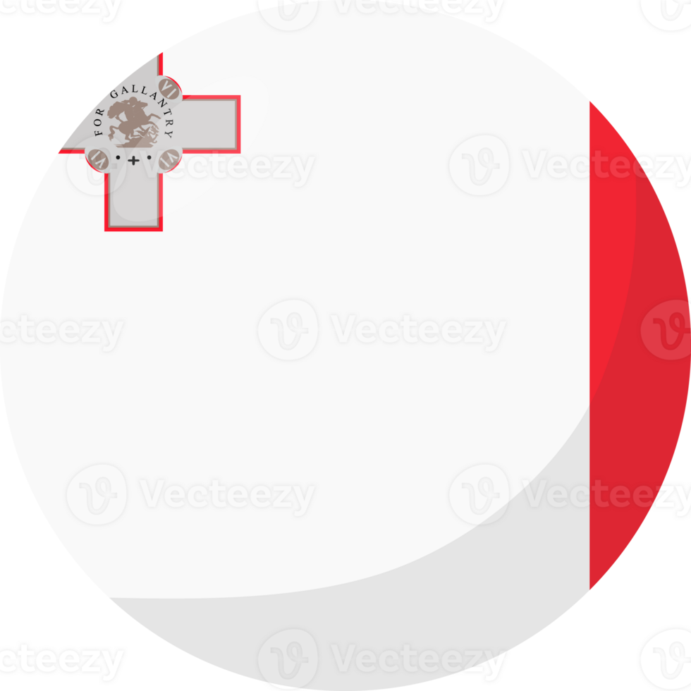 Malta flag circle 3D cartoon style. png