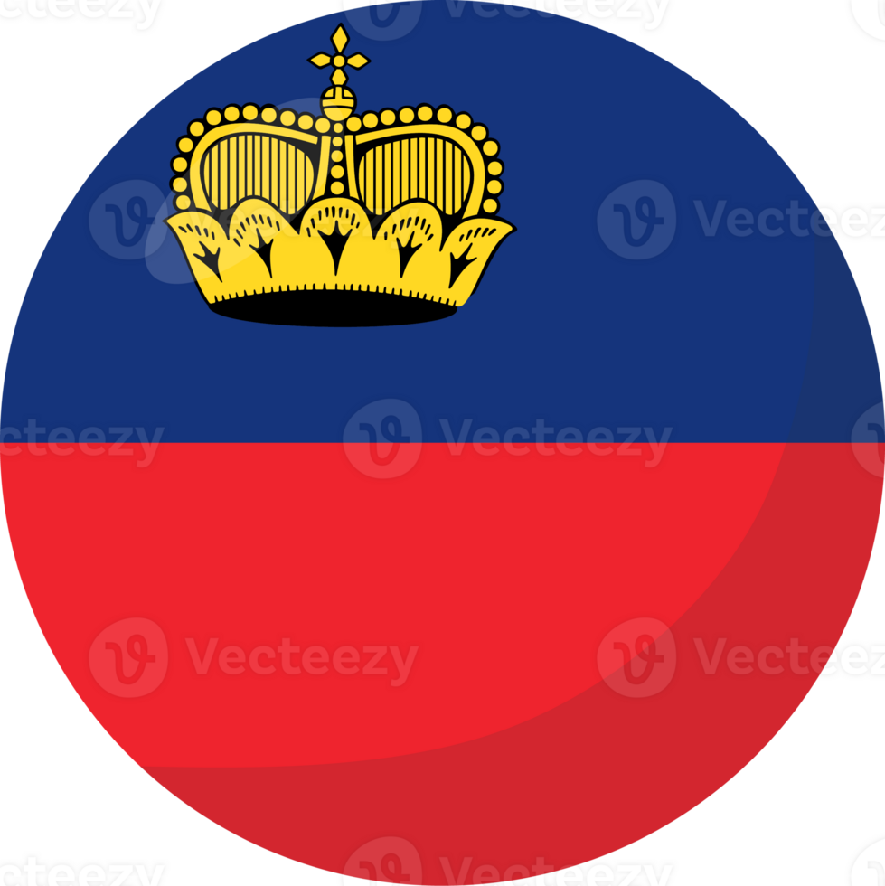 Liechtenstein flag circle 3D cartoon style. png