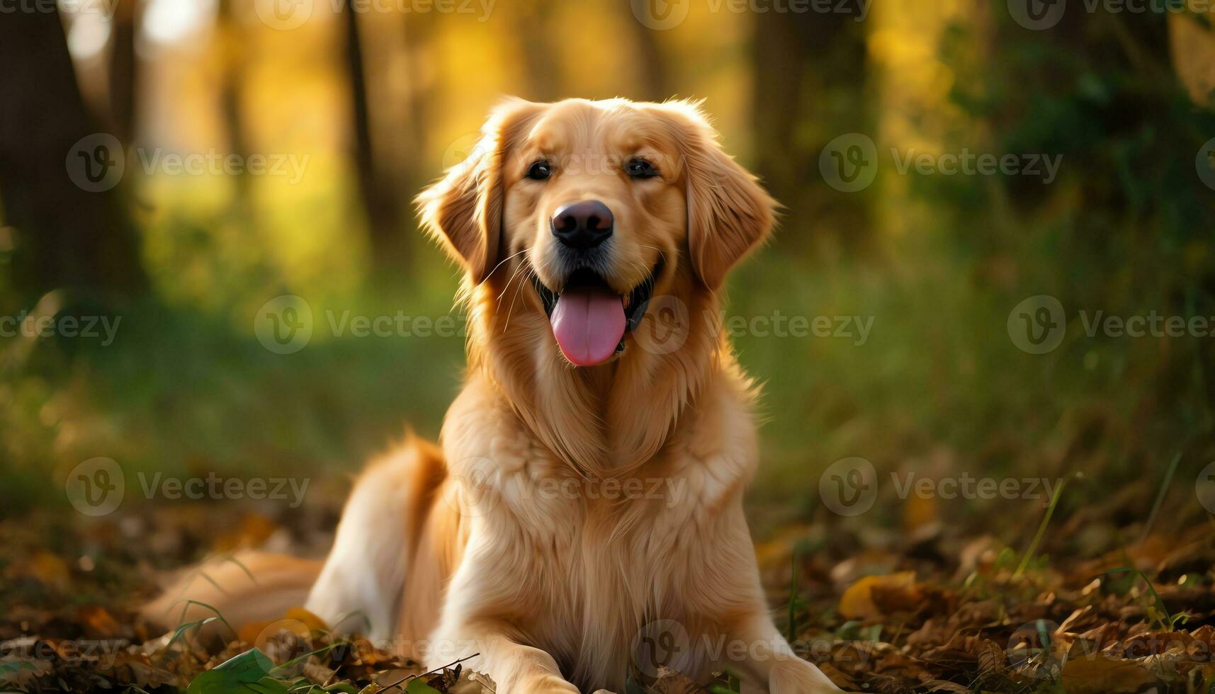 golden retriever dog sitting in the grass at sunset AI Generated photo