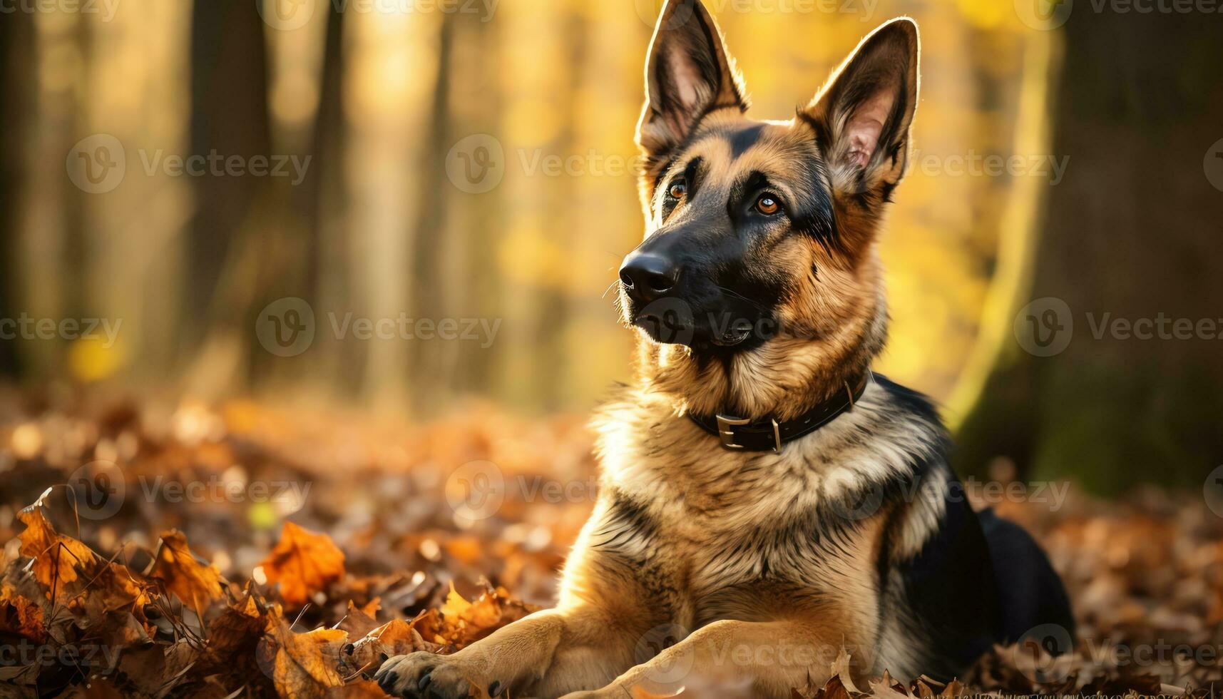 golden retriever dog laying in grass at sunset AI Generated photo