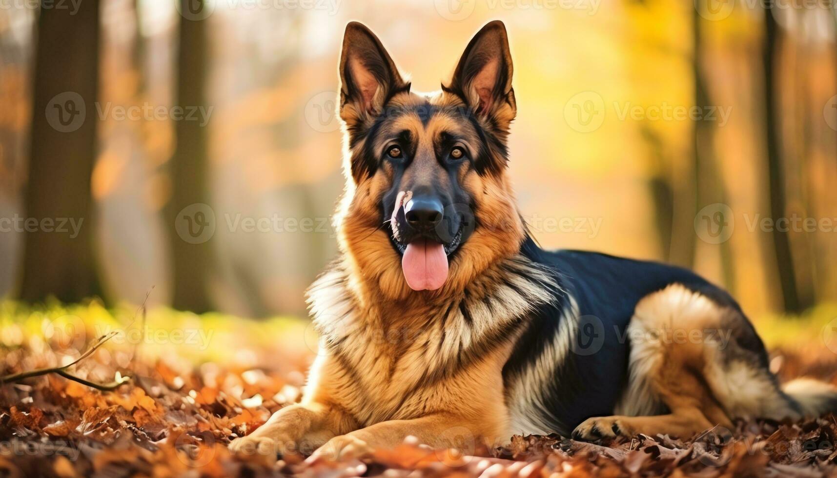 golden retriever dog laying in grass at sunset AI Generated photo