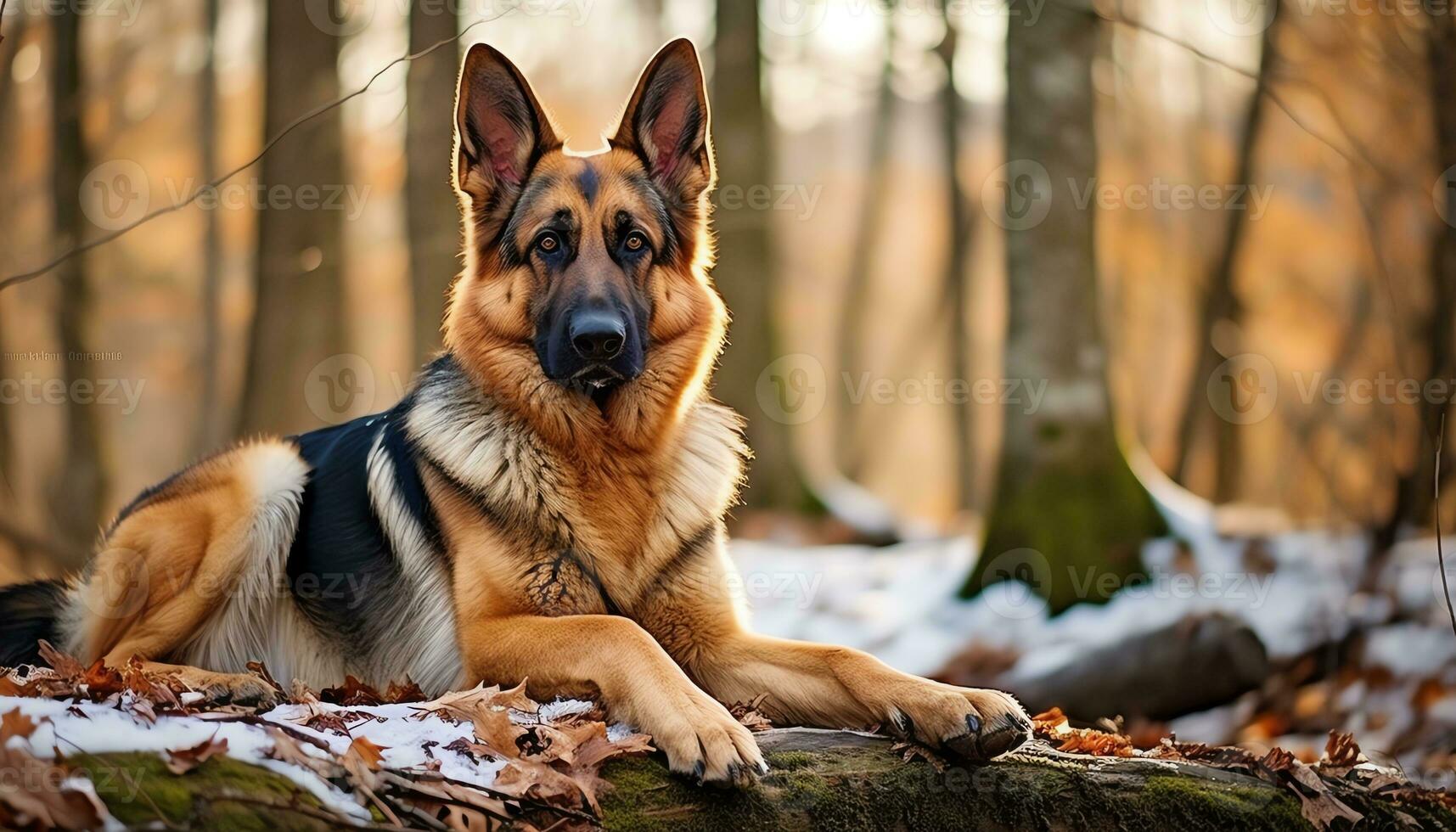 golden retriever dog laying in grass at sunset AI Generated photo