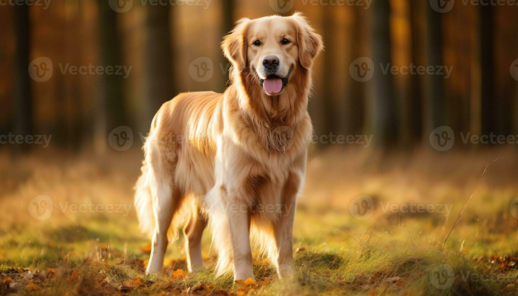 golden retriever dog laying in grass at sunset AI Generated photo