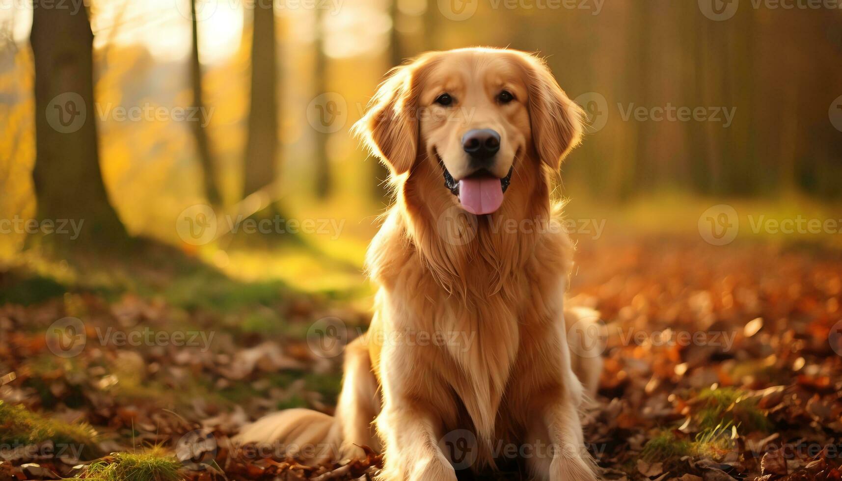 golden retriever dog laying in grass at sunset AI Generated photo