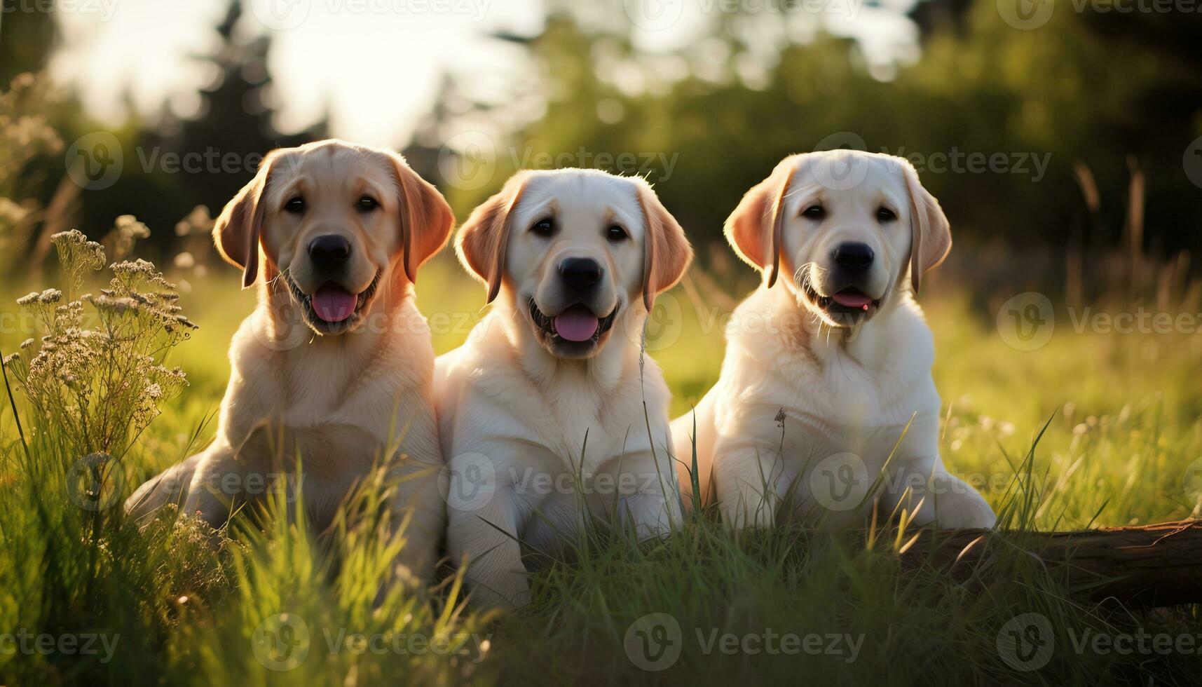 german shepherd dog laying in the grass at sunset AI Generated photo