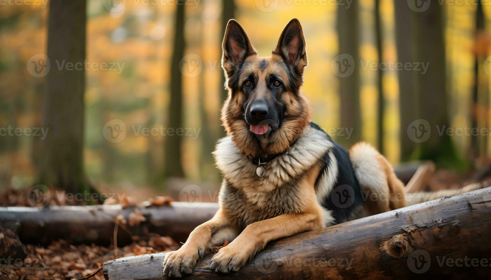 german shepherd dog laying in the grass at sunset AI Generated photo