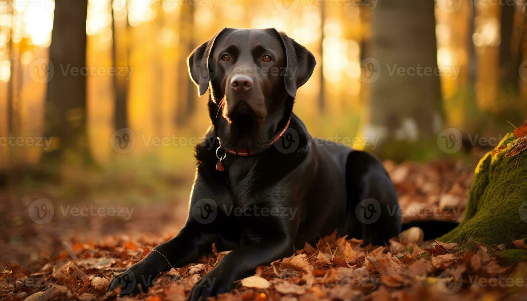 a yellow lab dog laying in the grass AI Generated photo