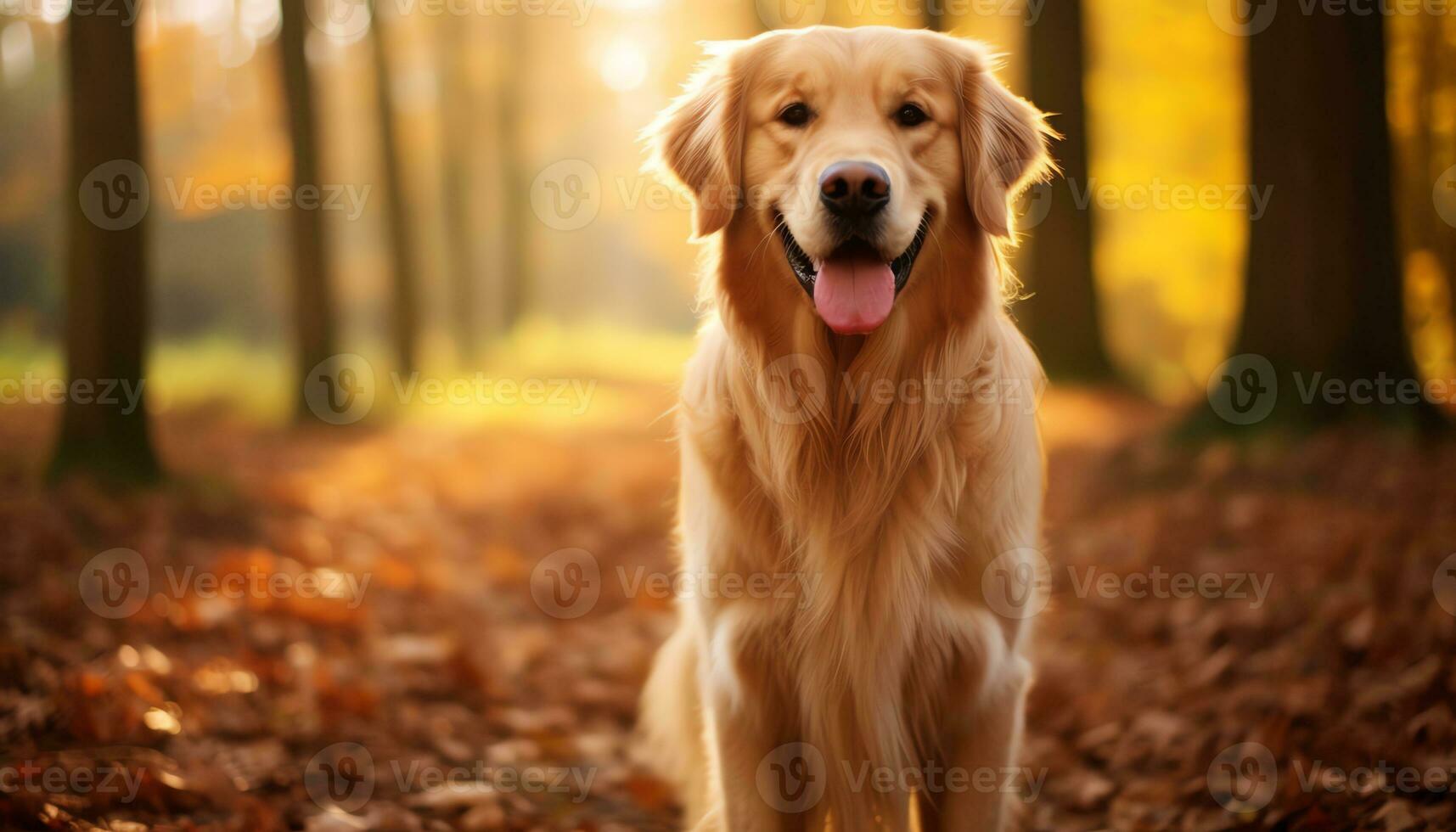a dog is sitting in the grass at sunset AI Generated photo