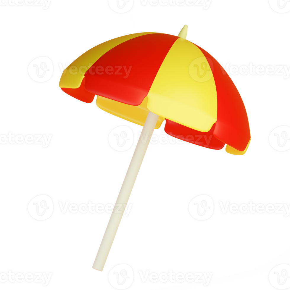 Beach umbrella isolated. 3D Rendering png