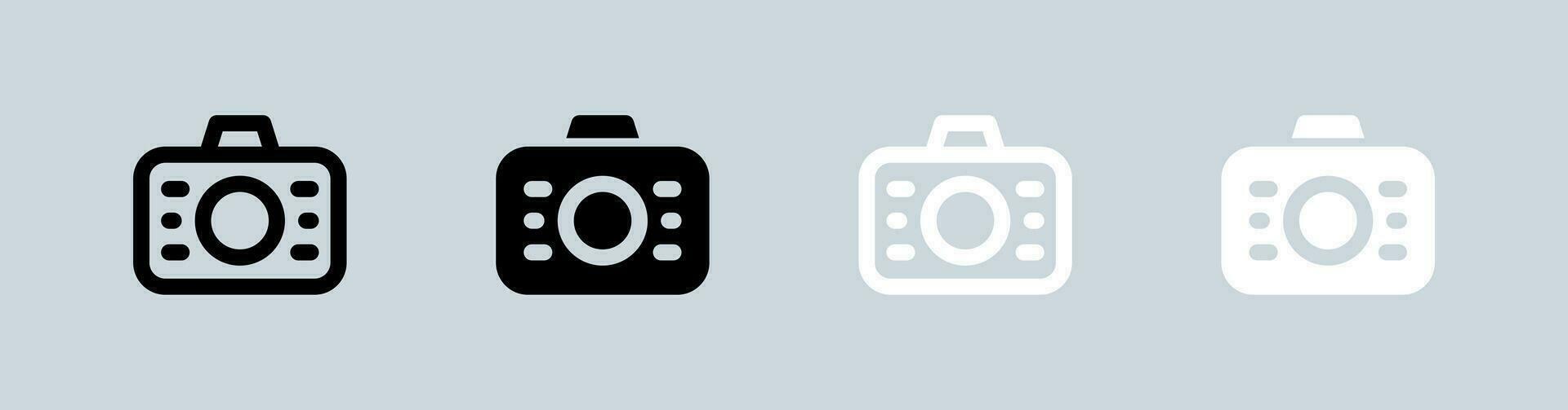 Moment icon set in black and white. Camera signs vector illustration.