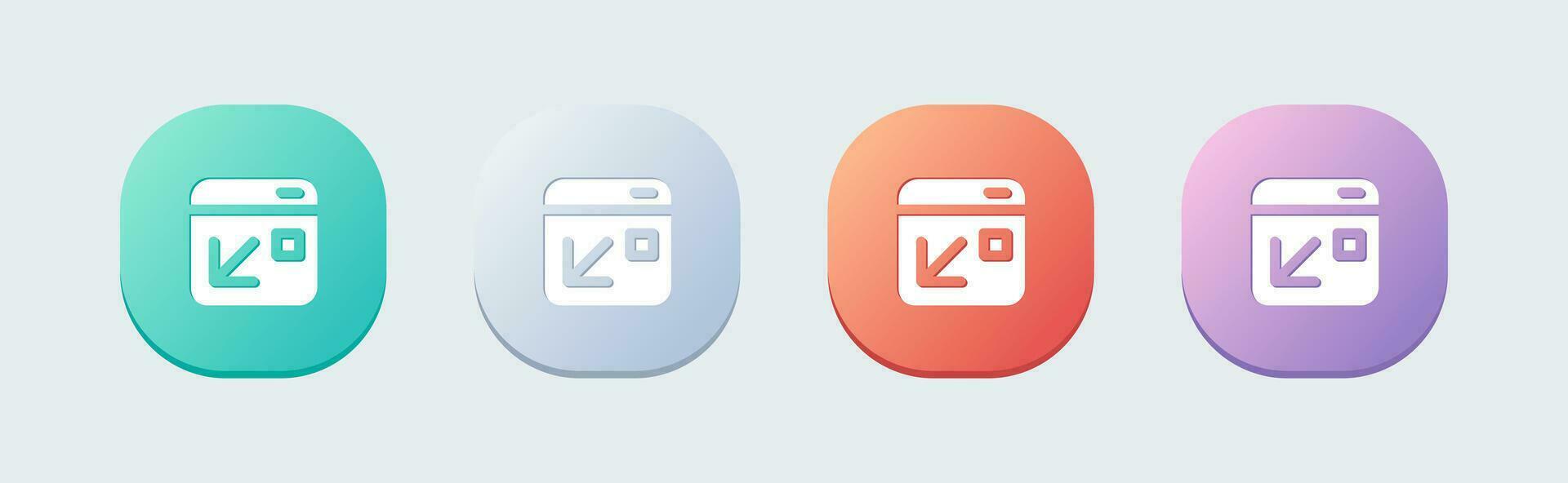 Minimize solid icon in flat design style. Screen size signs vector illustration.