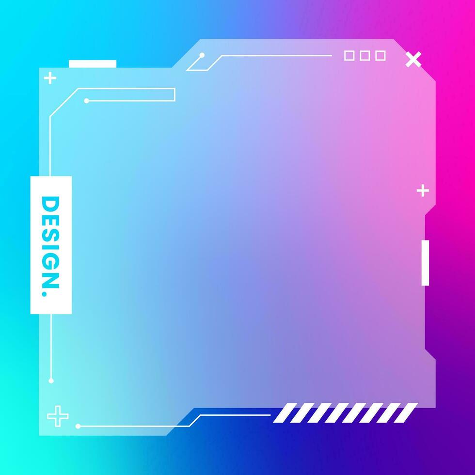 Futuristic square gradient background. Social media frame vector illustration.