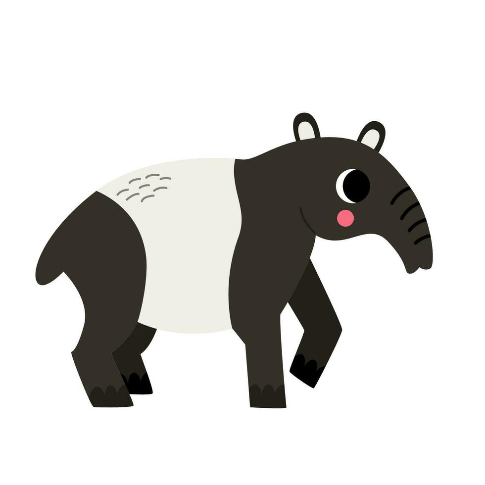 Vector illustration of cute tapir isolated on white background.