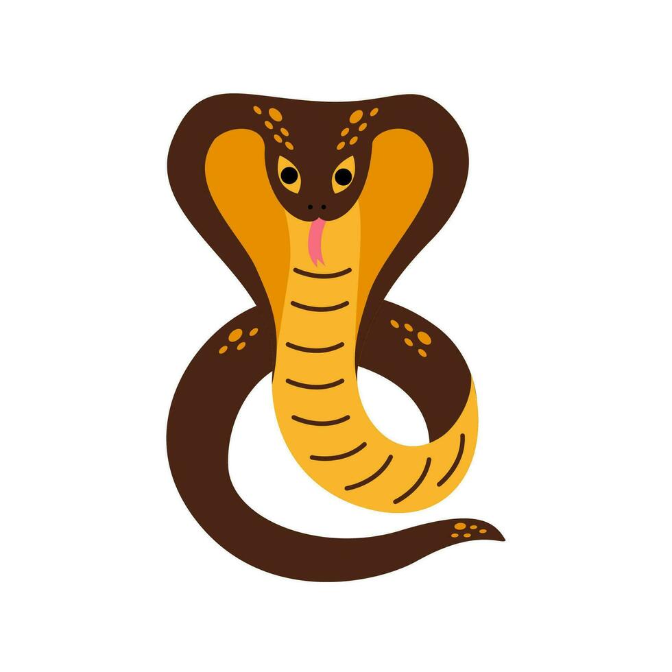 Vector illustration of cute cobra isolated on white background.