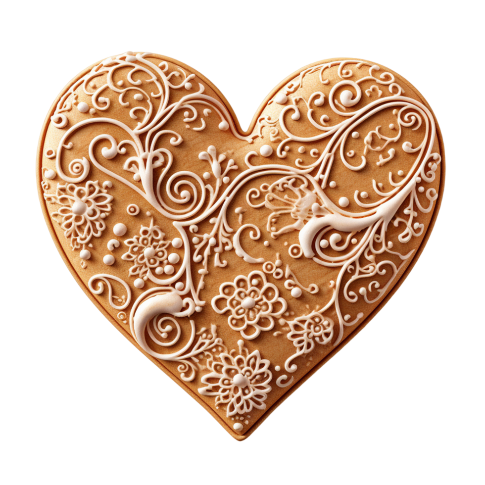 Gingerbread In The Shape Of A Heart Ai Generative png