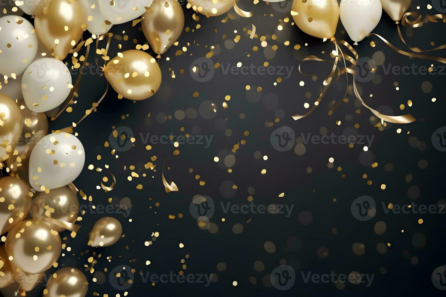 Party stylish decorations on dark background, ai generative photo