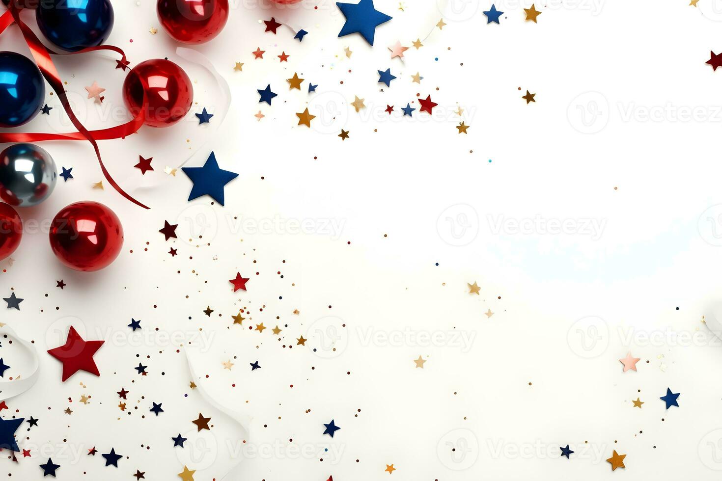 Party stylish decorations on white background, ai generative photo