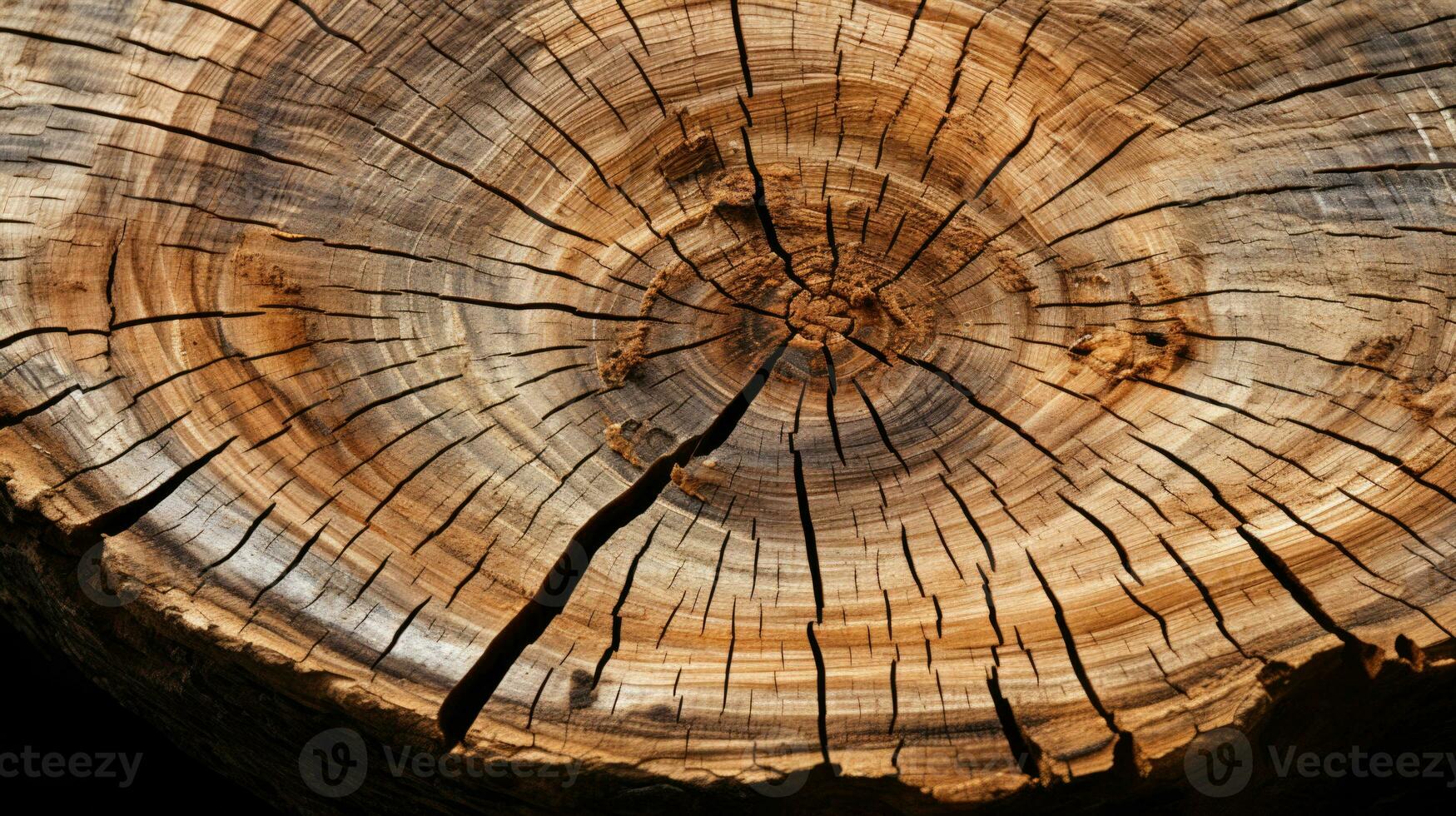 Sliced tree trunk rings natural organic brown HD texture background Highly Detailed AI Generative photo