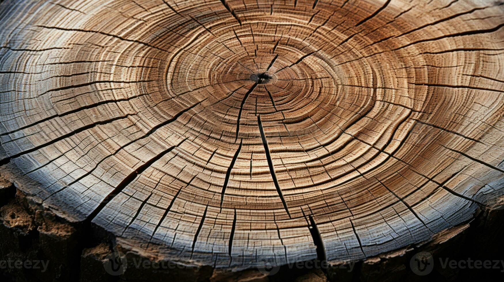 Sliced tree trunk rings natural organic brown HD texture background Highly Detailed AI Generative photo