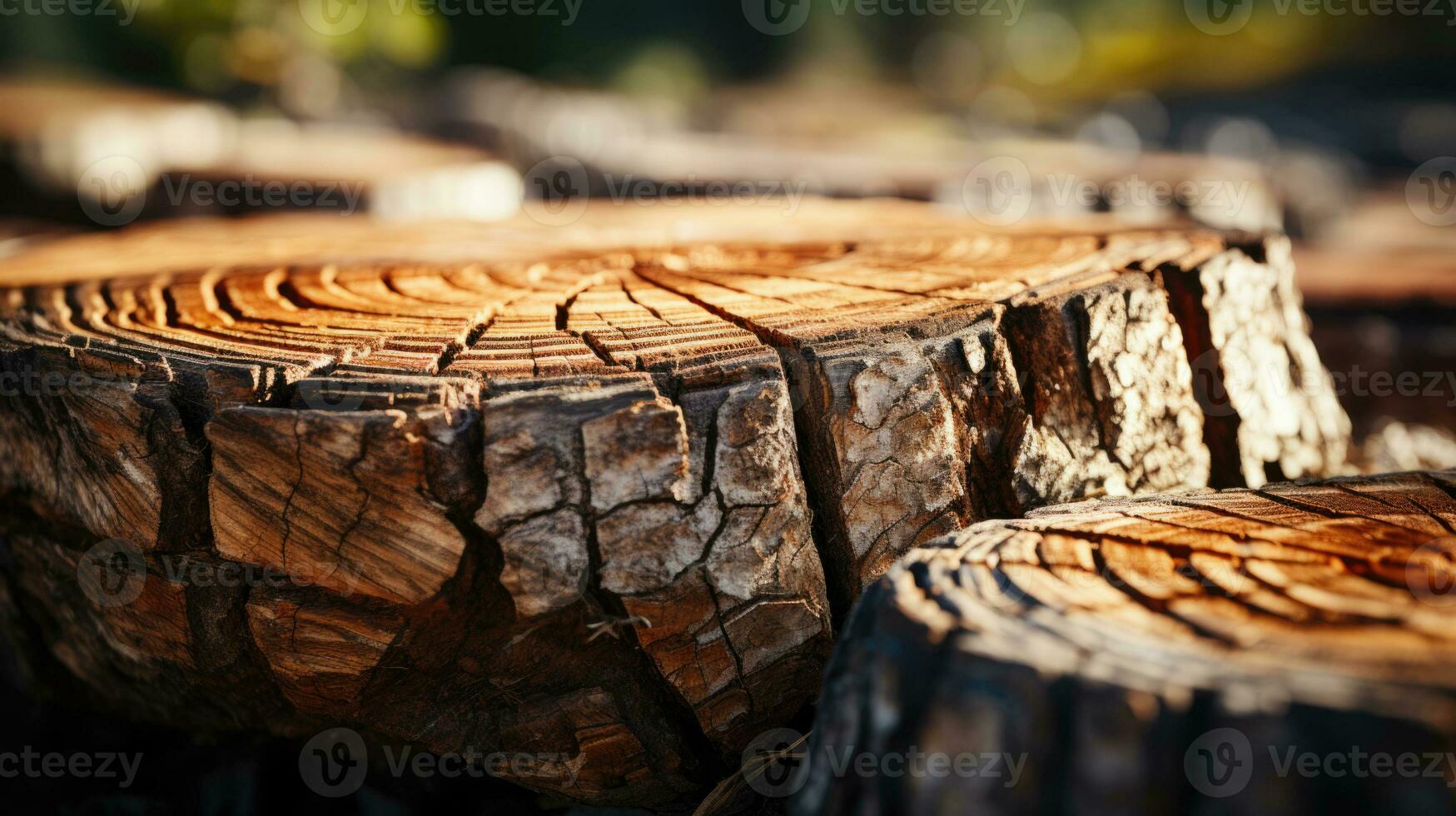 Sliced tree trunk rings natural organic brown background with empty space Highly Detailed AI Generative photo