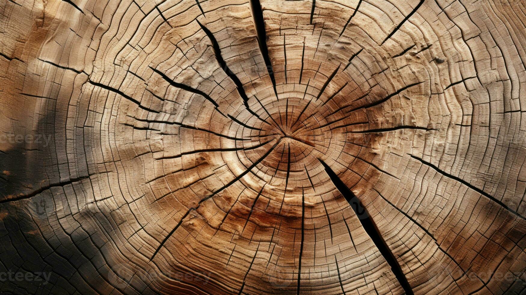 Sliced tree trunk rings natural organic brown HD texture background Highly Detailed AI Generative photo