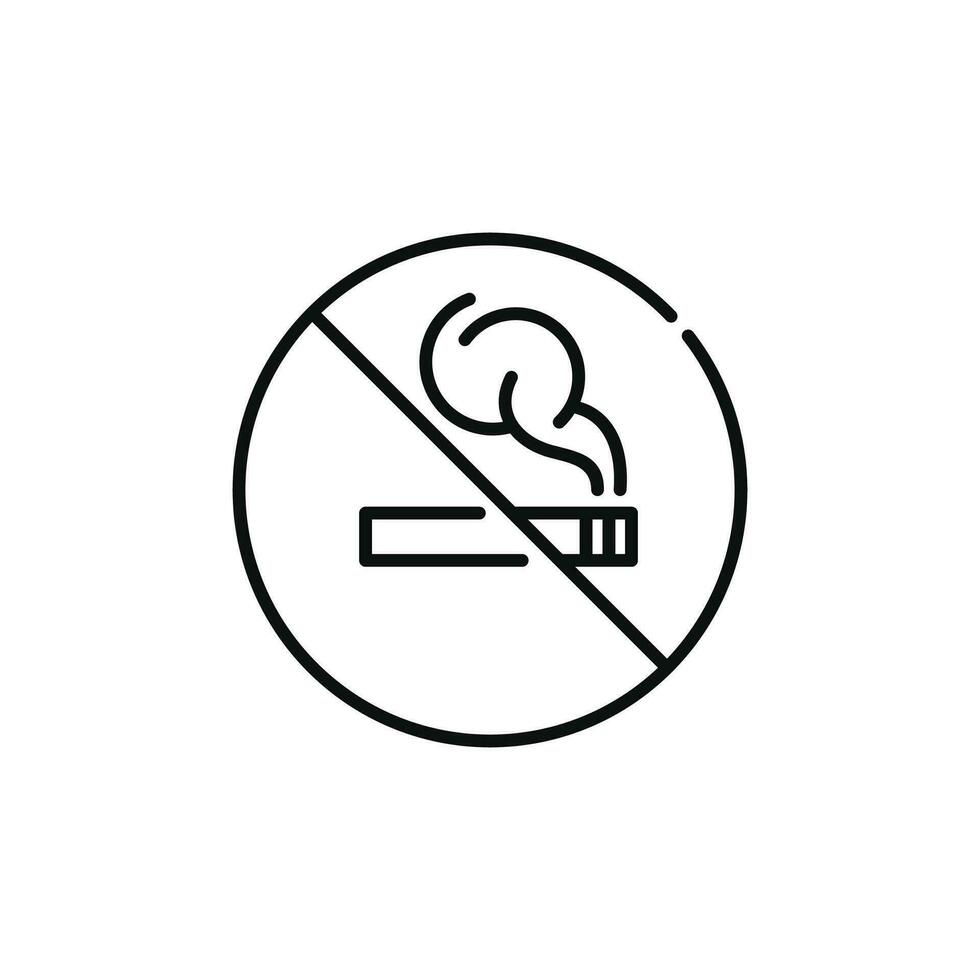 No smoking line icon sign symbol isolated on white background vector