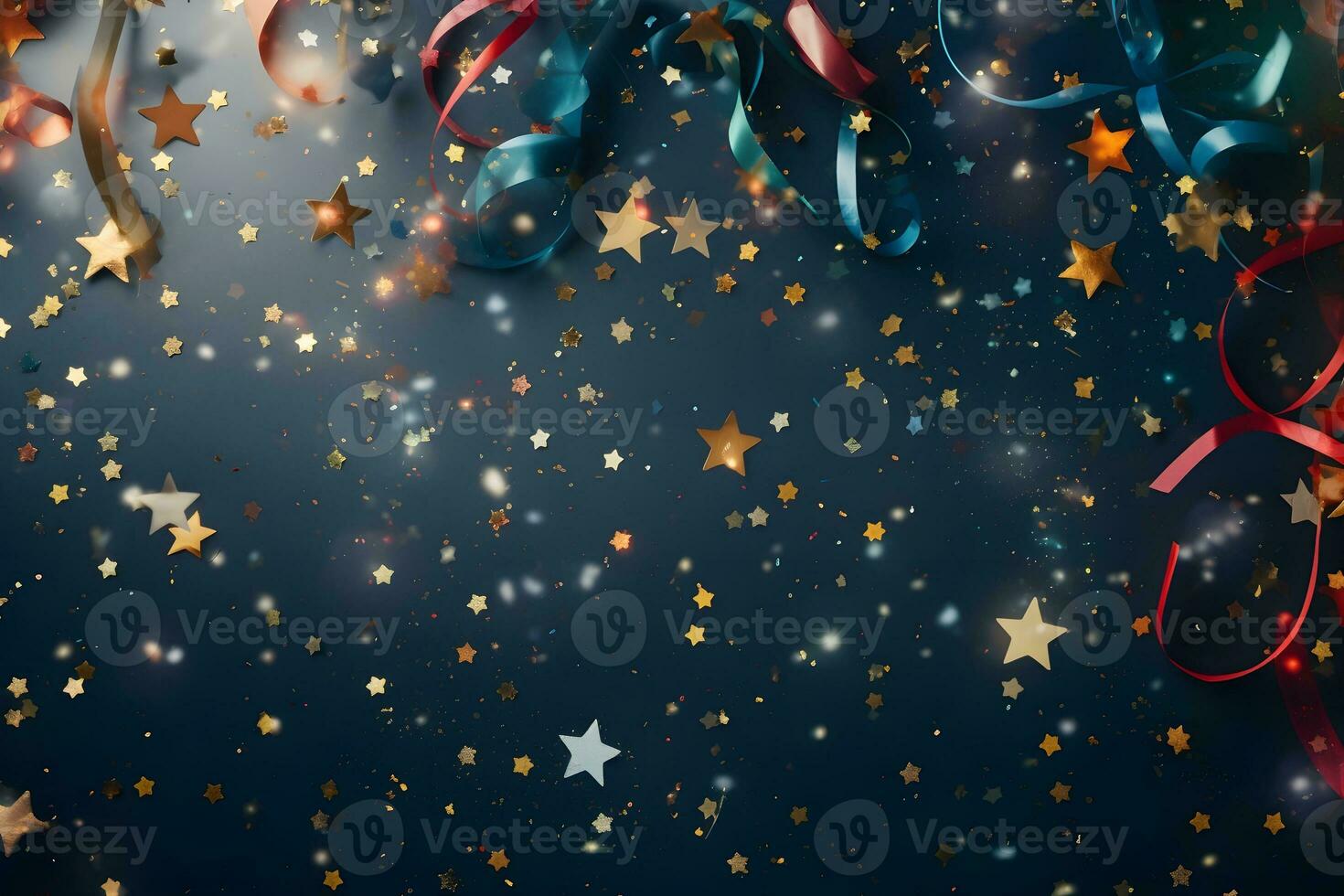 Party stylish decorations on dark background, ai generative photo