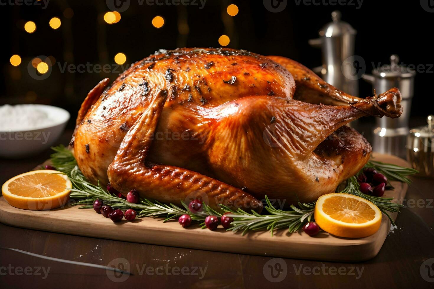 Roast chicken, background, ai generative photo