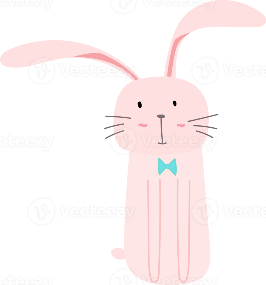 Cute bunny cartoon doodle. png