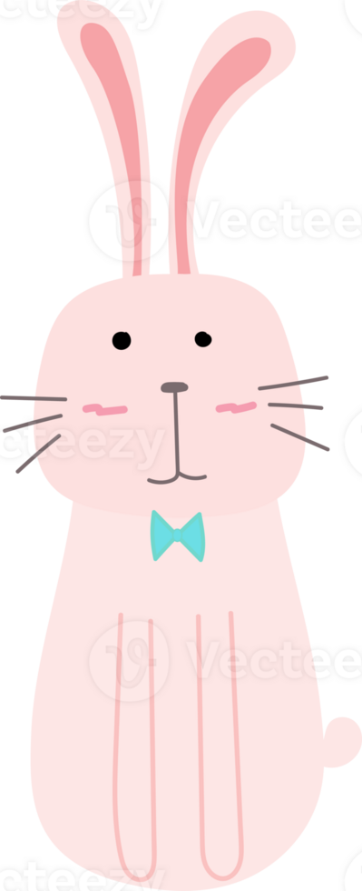 Cute bunny cartoon doodle. png