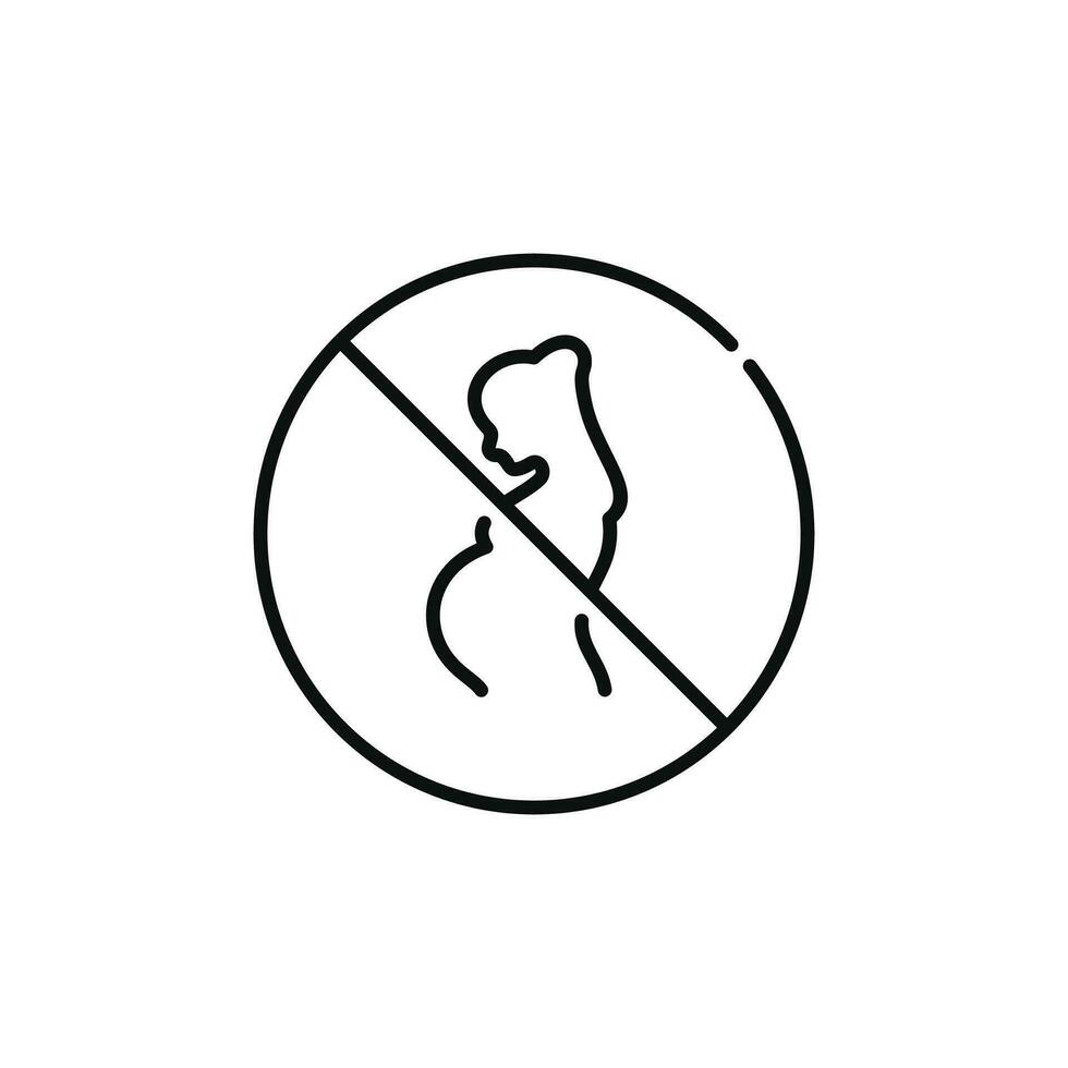 No embarazada mujer permitido línea icono firmar símbolo aislado en blanco antecedentes vector