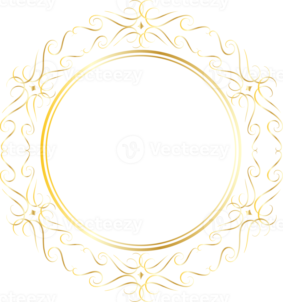Dividers round gold frames for decoration, Transparent background png