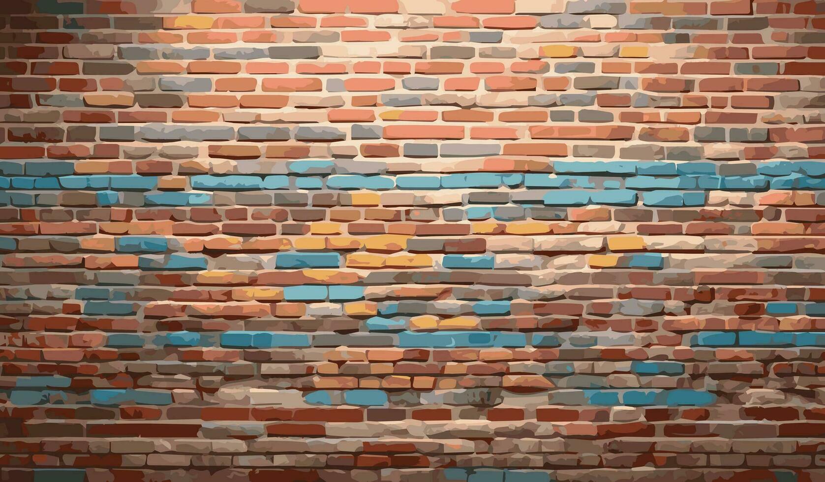 Brick wall colorful surface full frame vector background. multi color brick wall pattern