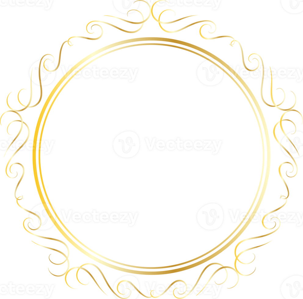 Dividers round gold frames for decoration, Transparent background png