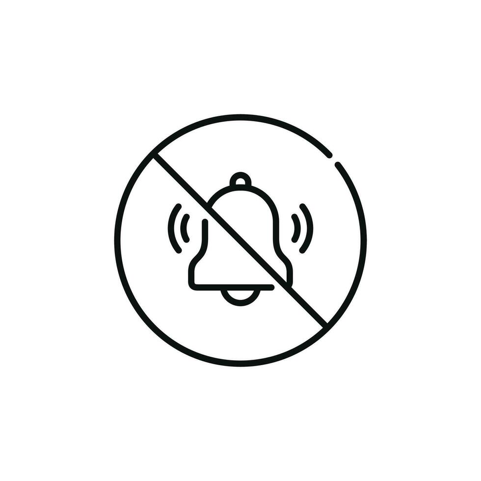 No sound allowed line icon sign symbol isolated on white background. No bells ringing line icon vector