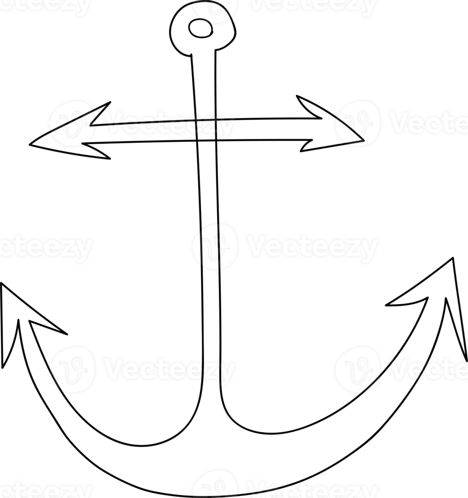 Anchor line hand drawn doodle. 33849889 PNG