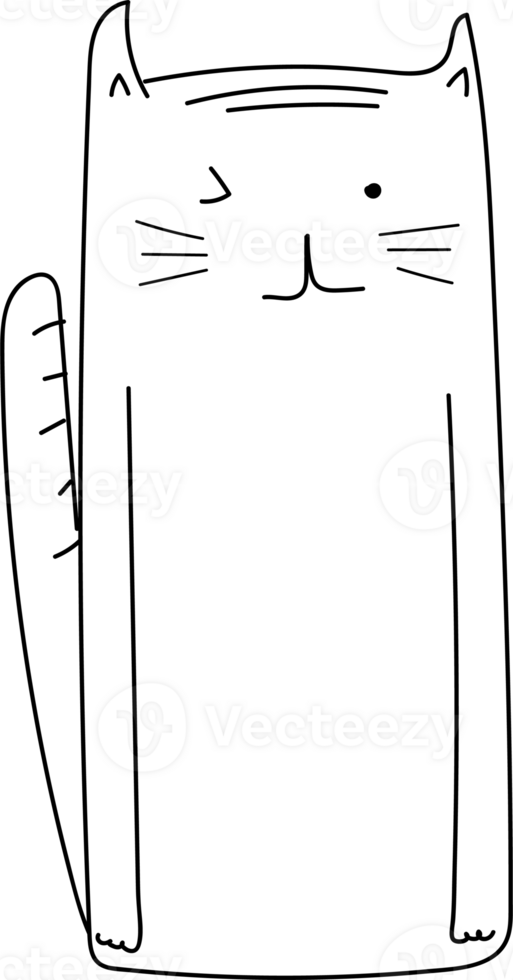 Cute cat cartoon doodle. png